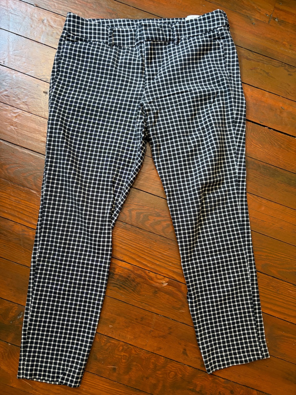 Old Navy Pixie Ankle Pants Black White Gingham Check Size 8